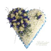 Heart Wreath massed in white and blue