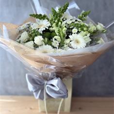 White sympathy flower bouquet 