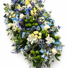 Blue &amp; White Ivory Casket Spray