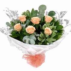 6 Peach Rose Bouquet 