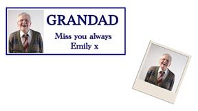 Personalised Grandad label with photograph and Emily’s message